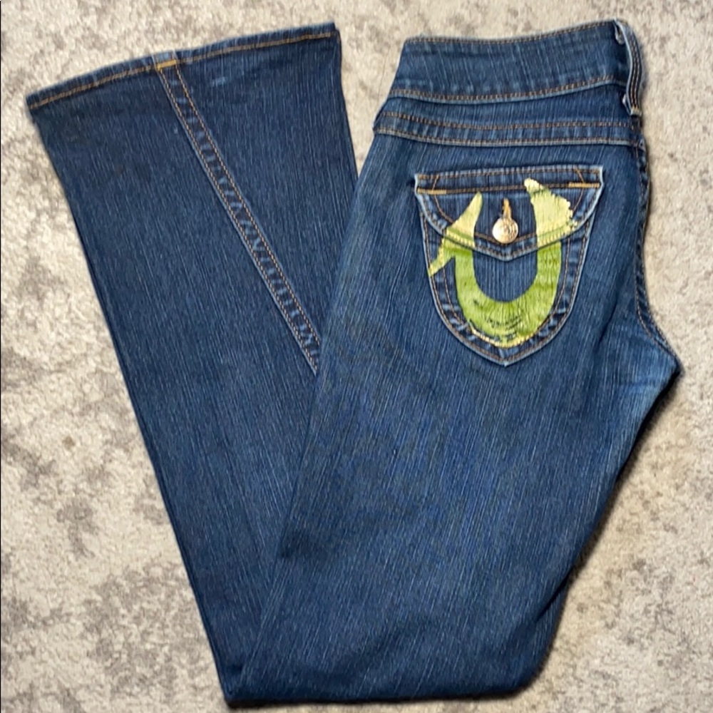 TRUE RELIGION Jeans women's Bootcut logo Size 28 - Picture 3 of 11